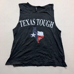 Miami Style Muscle Tank Men Large Black Excellent Texas Tough Graphic Tee